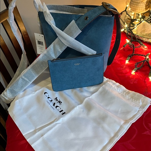Coach Handbags - Coach Bleecker 21 Navy All SUEDE Bag NWT 2025 includes dust bag and pouch